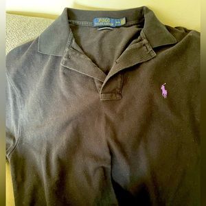 Men black short sleeve polo